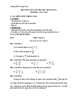 Đề cương giữa kì 2 Toán 6 năm 2022 – 2023 trường THCS Long Toàn – BR VT