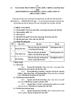 Tâm lý học phát triển và ứng dụng trong GDĐB | Đại học Sư Phạm Hà Nội