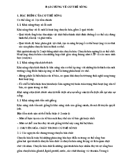 Tóm tắt lý thuyết môn Sinh lý I về Đại cương cơ thể sống