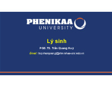 Bài giảng chương 1 Chuyển động trong cơ thể sống học phần Lý sinh y học | Trường Đại học Phenikaa