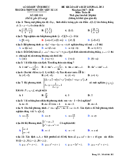 Đề KSCL Toán 10 năm 2017 – 2018 trường Nguyễn Viết Xuân – Vĩnh Phúc lần 3