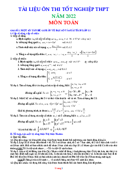 Tài Liệu Ôn Thi Tốt Nghiệp THPT Môn Toán 2022