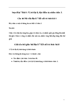 Giải Địa lí 7 Bài 5: Vị trí địa lí, đặc điểm tự nhiên châu Á | Kết nối tri thức