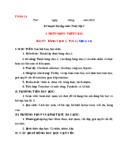 Giáo án Toán 2 sách Chân trời sáng tạo (cả năm) | Tuần 21 | Tiết 2