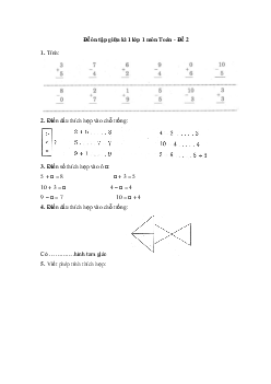 Đề ôn tập giữa học kì 1 môn Toán lớp 1 - Đề 2