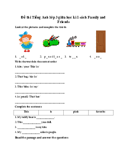 Đề thi giữa học kì 1 môn Tiếng Anh 3 năm 2023 - 2024 | Chân trời sáng tạo
