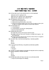Câu hỏi trắc nghiệm triết học Mác lênin (có đáp án) | Đại học Bách Khoa Hà Nội