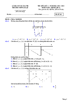 Đề thi giữa kỳ 1 Toán 12 năm 2022 – 2023 trường THPT Lê Lợi – Quảng Trị