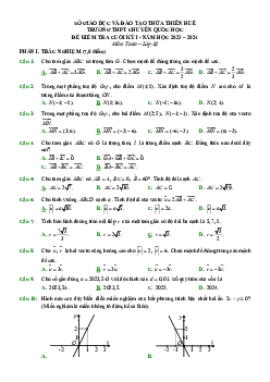 Đề cuối kỳ 1 Toán 10 năm 2023 – 2024 trường THPT chuyên Quốc học Huế