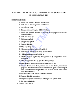 Ngân hàng câu hỏi tự luận Pháp luật đại cương | Đại học Thương mại