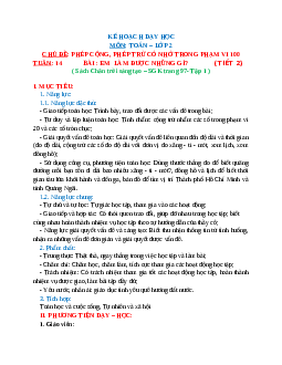 Giáo án Toán 2 sách Chân trời sáng tạo | Tuần 14 | Tiết 2