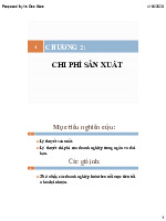 silde bài giảng lý thuyết môn kinh tế vĩ mô chương 2 : Chi phí sản xuất