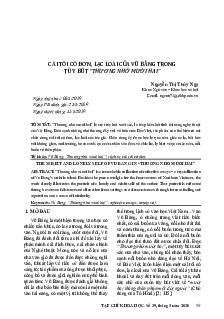 Cái tôi cô đơn, lạc loài của Vũ Bằng trong tùy bút "Thương nhớ mười hai" | Tạp chí khoa học số 39 năm 2020