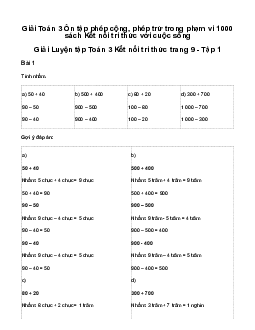 Giải Toán 3 Bài 2: Ôn tập phép cộng, phép trừ trong phạm vi 1000 | Kết nối tri thức