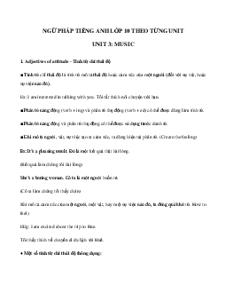 Ngữ pháp Tiếng Anh 10 Unit 3: Music - Global success