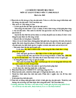 Câu hỏi ôn thi hết học phần học phần Lý luận chung