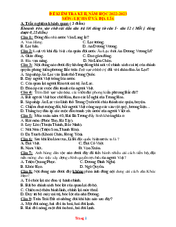 Đề kiểm tra HK2 Sử Địa 6 năm 2022-2023 (có đáp án và ma trận)