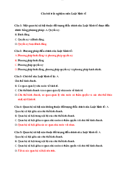 Câu hỏi trắc nghiệm môn Luật Kinh tế | học viện Ngân hàng