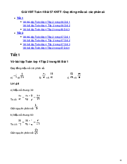 Vở bài tập Toán lớp 4 Bài 57: Quy đồng mẫu số các phân số Kết nối tri thức