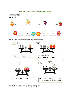 Bài tập cuối tuần lớp 3 môn Toán Cánh Diều - Tuần 13