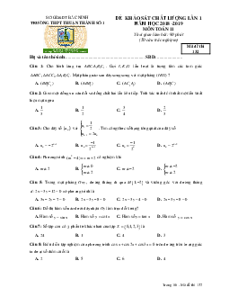 Đề KSCL Toán 11 lần 1 năm 2018 – 2019 trường Thuận Thành 1 – Bắc Ninh