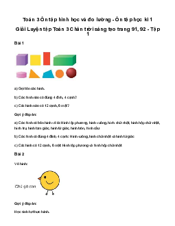 Giải Toán 3: Ôn tập hình học và đo lường | Chân trời sáng tạo