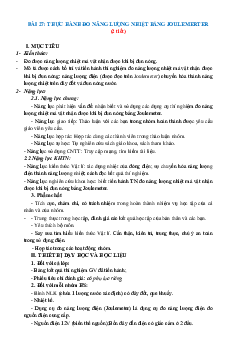 Giáo án KHTN 8 Kết nối tri thức bài 27 Thực hành đo năng lượng nhiệt bằng joulemerter