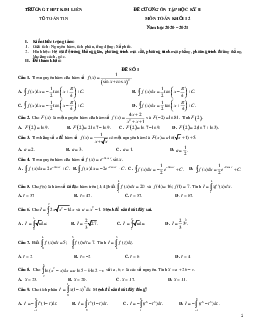 Đề cương ôn tập HK2 Toán 12 năm 2020 – 2021 trường THPT Kim Liên – Hà Nội