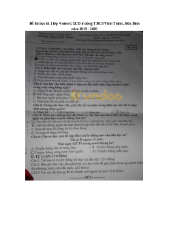 Đề thi học kì 1 lớp 9 môn GDCD trường THCS Vĩnh Thịnh, Hòa Bình năm 2019 - 2020