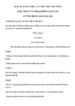 Lịch Sử và Địa Lí lớp 4 Bài 9: Dân cư và hoạt động sản xuất ở vùng Đồng bằng Bắc Bộ | Kết nối tri thức