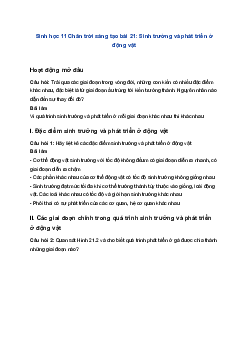 Sinh học 11 Chân trời sáng tạo bài 21: Sinh trưởng và phát triển ở động vật