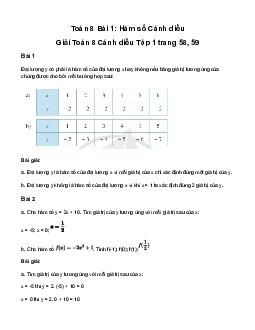 Giải Toán 8 Bài 1: Hàm số | Cánh diều