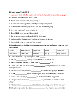 Bài tập Phrasal Verb lớp 9