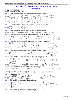 Đề cương HK2 Toán 11 năm 2019 – 2020 trường Nguyễn Bỉnh Khiêm – Gia Lai