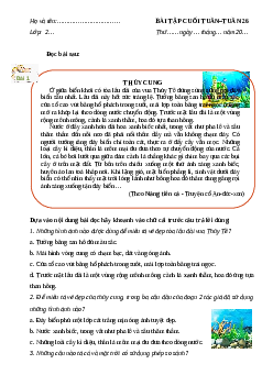 Phiếu Bài tập cuối tuần tiếng Việt lớp 2 học kì 2 | Cánh diều Tuần 26 cơ bản