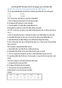 Giải bài tập SBT Vật lý lớp 9 bài 19: Sử dụng an toàn và tiết kiệm điện