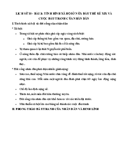 Lịch sử 10 bài 26: Tình hình xã hội ở nửa đầu thế kỉ XIX và phong trào đấu tranh của nhân dân