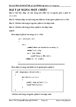 Ngân hàng bài tập mảng một chiều | Đại học Mỏ - Địa chất