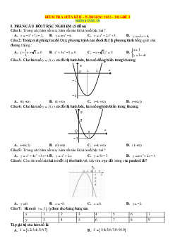 Đề thi giữa kỳ 2 Toán 10 năm 2022-2023 (có đáp án)-Đề 3