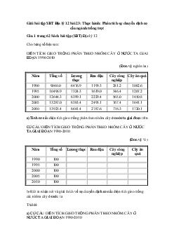 Giải bài tập SBT Địa Lý 12 bài 23: Thực hành: Phân tích sự chuyển dịch cơ cấu ngành trồng trọt
