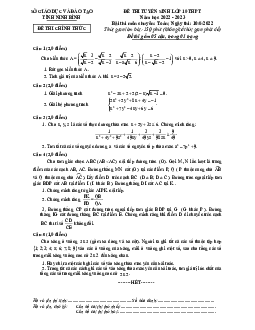 Đề tuyển sinh lớp 10 THPT môn Toán (chuyên) năm 2022 – 2023 sở GD&ĐT Ninh Bình