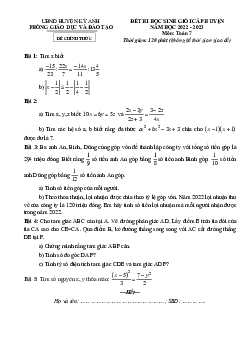 Đề học sinh giỏi huyện Toán 7 năm 2022 – 2023 phòng GD&ĐT Kỳ Anh – Hà Tĩnh