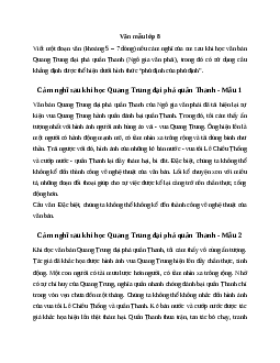 Văn mẫu lớp 8: Đoạn văn nêu cảm nghĩ sau khi học Quang Trung đại phá quân Thanh Ngữ Văn 8 | Cánh diều
