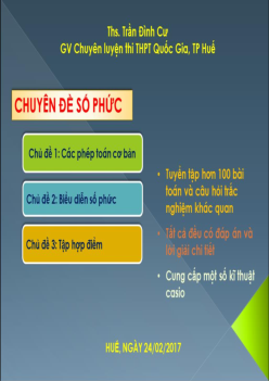Chuyên đề Số phức – Trần Đình Cư Toán 12
