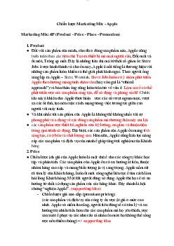 Tài liệu về marketing mix cho Apple môn Quản trị Marketing | Đại học Thăng Long