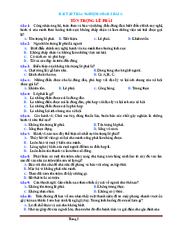 Bài Tập Trắc Nghiệm Môn GDCD Lớp 8 Bài 1: Tôn Trọng Lẽ Phải (có đáp án)