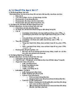 Lý thuyết và bài tập luyện tập Tin học 6 bài 17: Định dạng đoạn văn bản | Chân trời sáng tạo