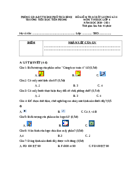 Đề thi Tin học lớp 4 kì 2 năm 2021