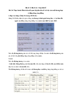 Giải bài tập SGK Địa Lý lớp 12 Bài 34: Thực hành: Phân tích mối quan hệ giữa dân số với việc sản xuất lương thực ở Đồng bằng sông Hồng
