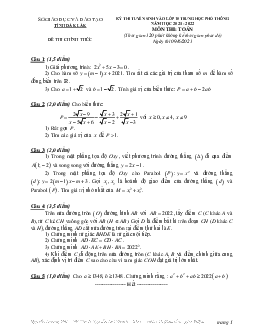 Đề tuyển sinh vào lớp 10 môn Toán năm 2021 – 2022 sở GD&ĐT Đắk Lắk